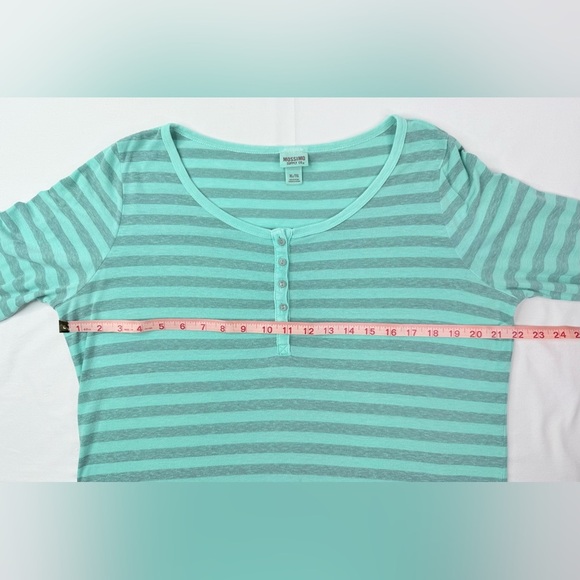 Mossimo Supply Co. Green Gray Striped Long Sleeve Henley Style Tee Size XL - Picture 5 of 6